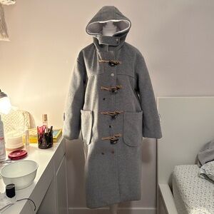 Gray Hooded Toggle Coat